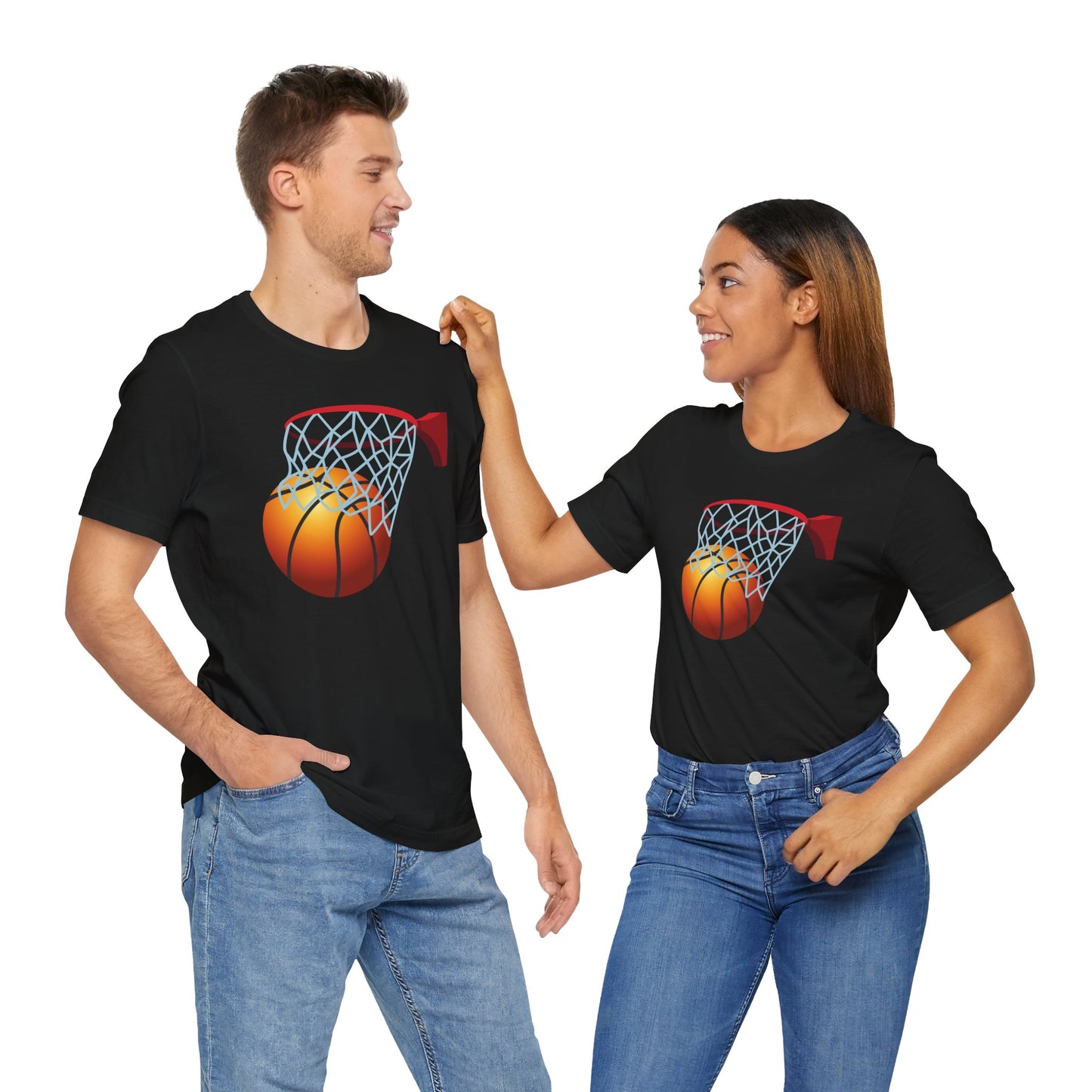 Camiseta de manga corta unisex con red de baloncesto 