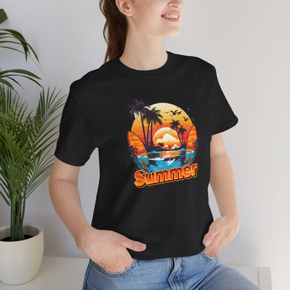 Vintage Summer Vibes Unisex Tee - Beach Sunset Graphic T-Shirt